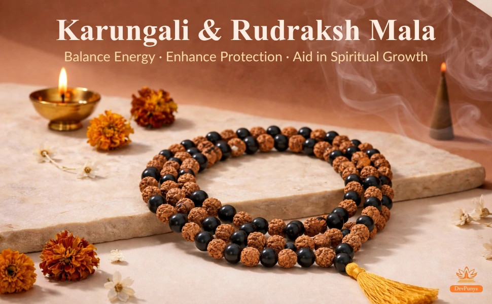Traditional Hybrid Karungali and Rudraksha Mala