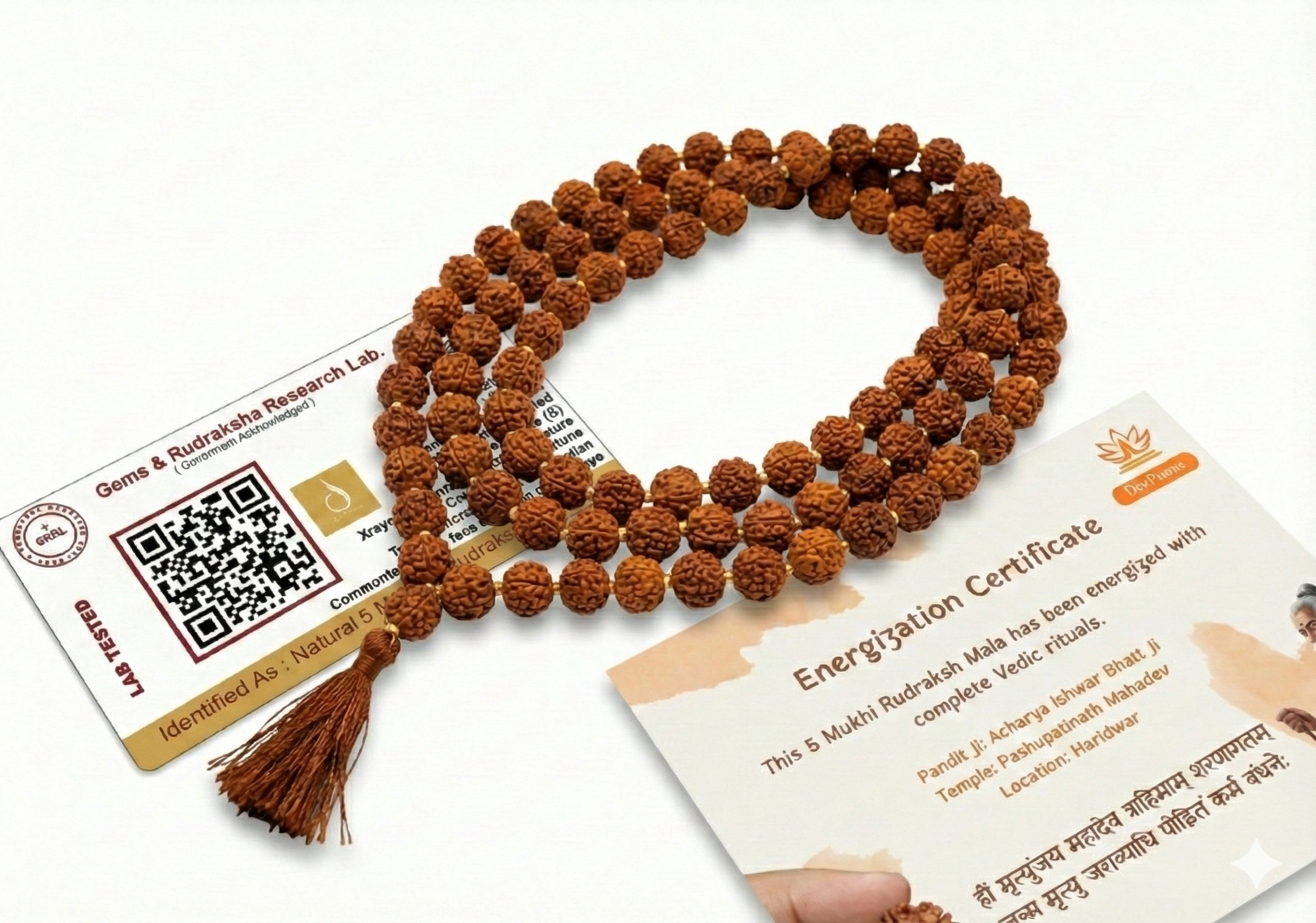 Panhmukhi Rudraksh Mala with Energization Ceritificate