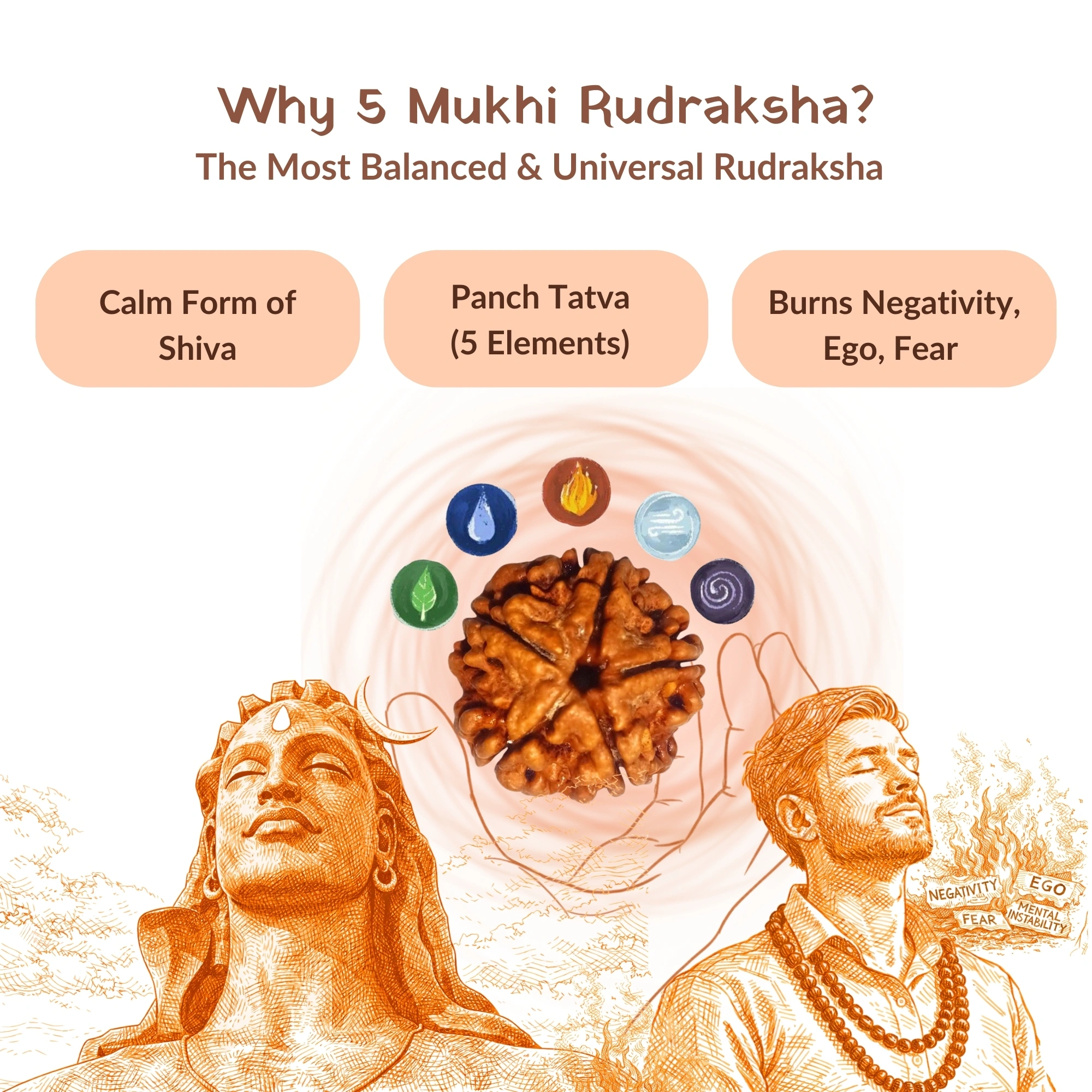 Pnachmuhki Rudraksh is the most balanced Rudraksha