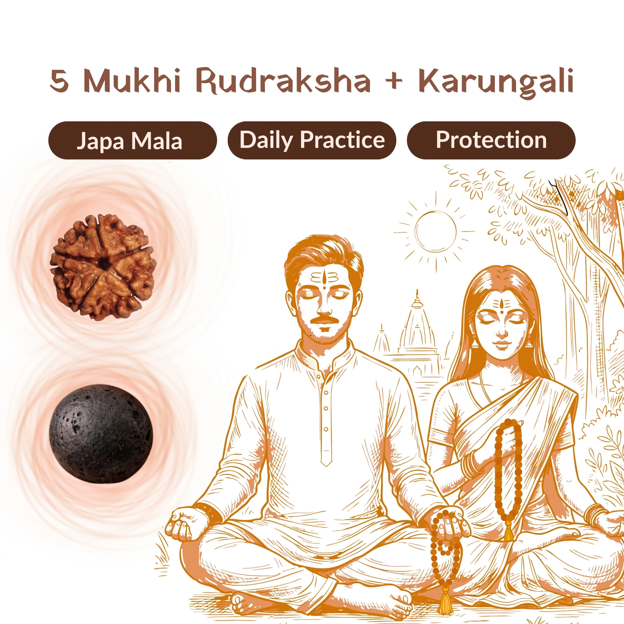 Hybrid Image 7 - 5 Mukhi Rudraksha + Karungali
