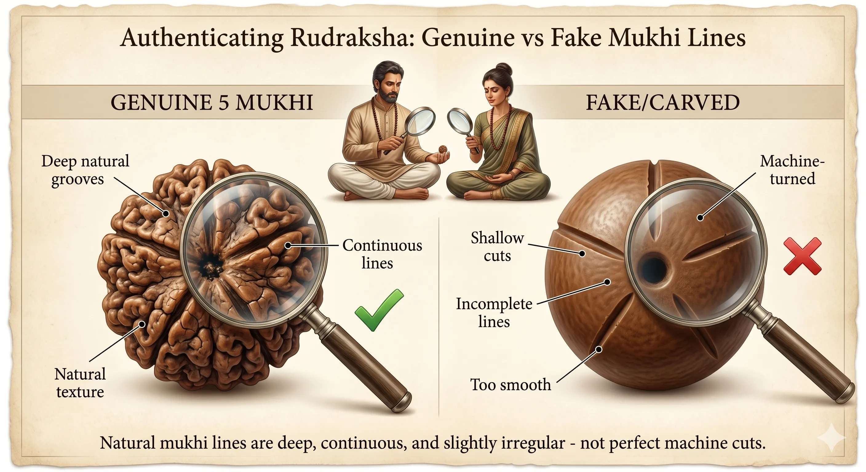 Panchmukhi Image 15 - Authenticating Rudraksha - Genuine vs Fake Mukhi Lines