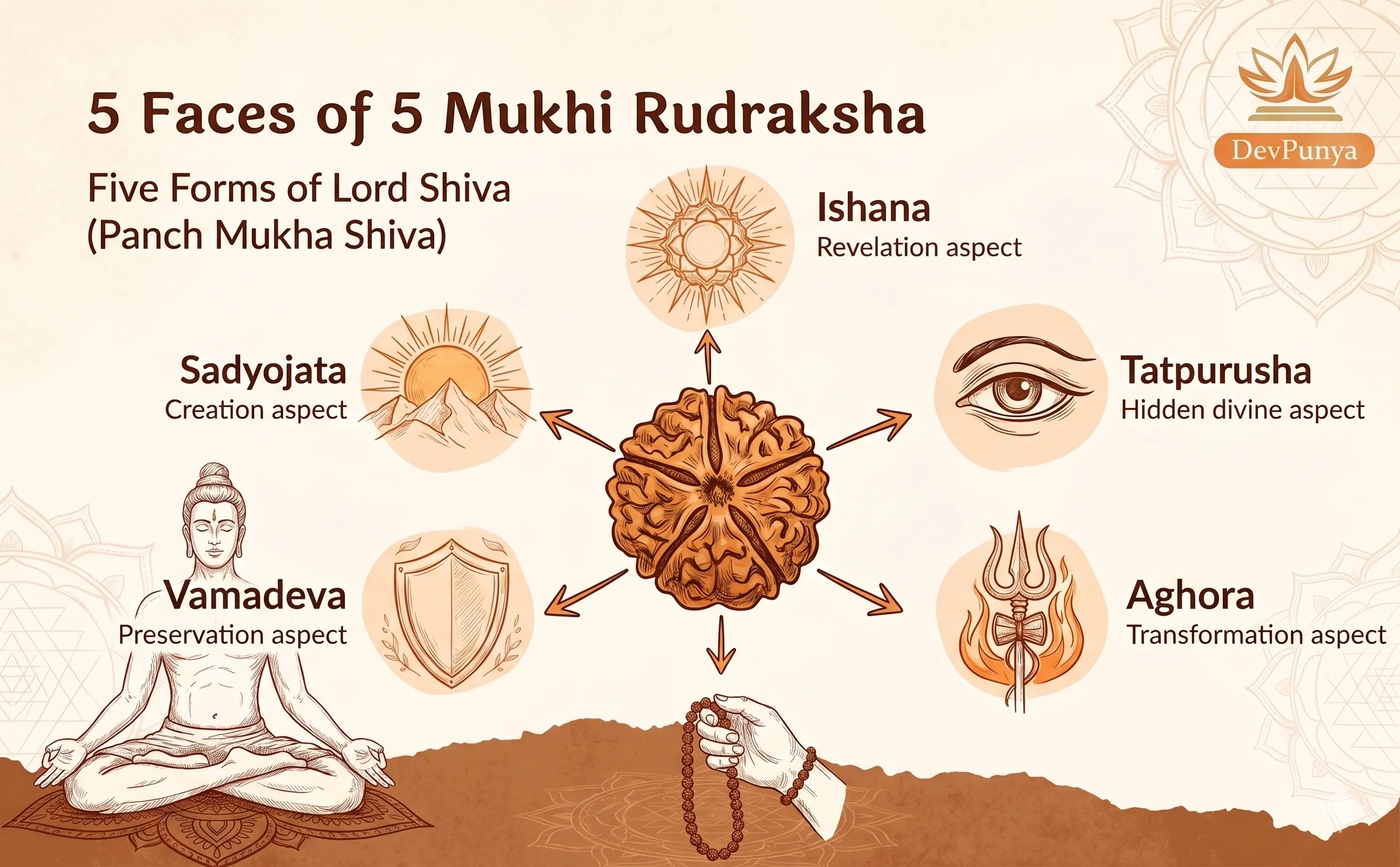 Panchmukhi Image 17 - Five Faces of Lord Shiva on 5 Mukhi Rudraksha