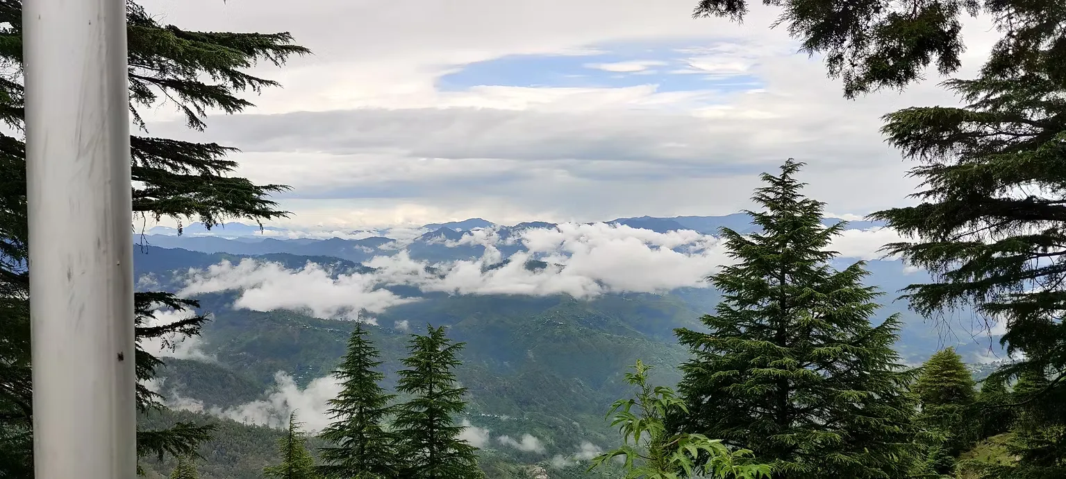 Himalayan mountain and deodar forest panorama as seen from Varahi Devi Shaktipeeth, Devidhura